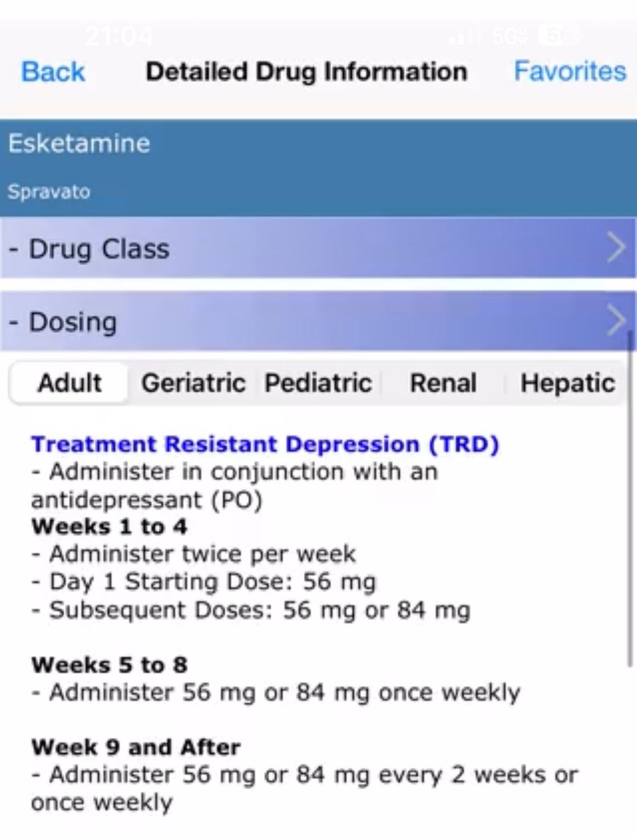 Esketamine (#Spravato) Nasal Spray 
apps.apple.com/us/app/apother…
Dose Regimens 
- Treatment Resistant Depression (TRD)
-  Major Depression 
#MedTwitter #Esketamine #mHealth #depression #NeuroTwitter #USMLE #Neurology #Neuralgia #ConciergeMedicine #InternalMedicine #MentalHealth