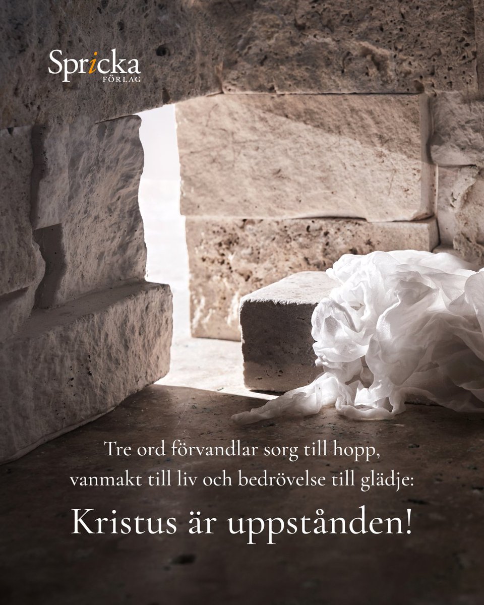sprickaforlag's tweet photo. Spricka förlag önskar sina följare en glad påsk: Kristus är uppstånden!

"Låt dig inte definieras av dina rädslor. Hänge dig inte åt dem, göm dig inte bakom dem, älta dem inte. Det du fruktar är verkligt, och universum var nära att ge efter för det. >> https://t.co/o5wNRL8P1l