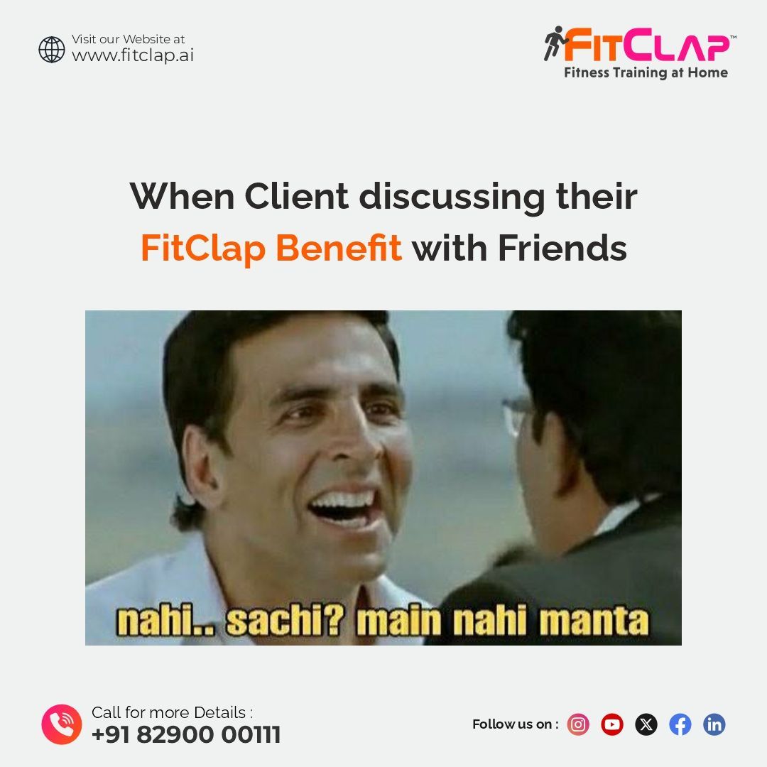 fitclap's tweet photo. When your friend hears about your FitClap transformation 😲
“Nahi.. sachi? Main nahi manta!” 🤯😂

Join FitClap and be the transformation story everyone talks about! 🚀

📞 Call us: +91 82900 00111
🌐 Visit: https://t.co/Oo51AzK1A1

#FitClap #FitnessTransformation #ClientDiaries https://t.co/Td66JKdkMv