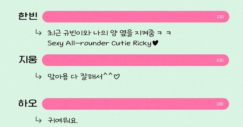 OH THE HYUNG LINE ADORES RICKY 😭

🐹 sexy all rounder cutie ricky ♡ 
🦋 thats’s right, you did everything well^^♡ 
🎻 cute