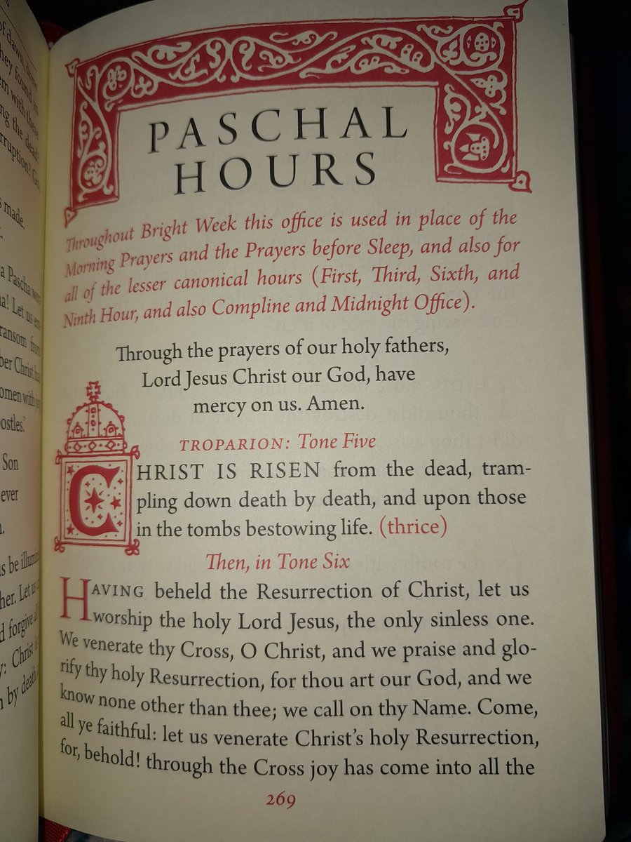 Gravantus's tweet image. As a reminder, for Bright Week you replace your morning and evening prayers with the Paschal Hours.
Helps keep the Paschal joy going when you wake up and go to bed. 

Christ is Risen!