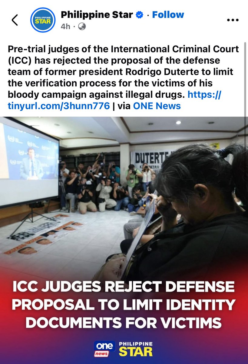 thecockyrocky's tweet photo. Dictator Digong's defense team headed by Nicholas Kaufman failed its first motion to limit victim identifications.
The attempt to diminish victim count through an unrealistic and unreasonably limited identification method was repudiated by the ICC's pre-trial judges.
#merese https://t.co/WRrtmB4lvM