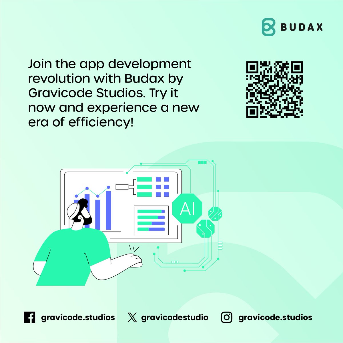 gravicodestudio's tweet image. Nowadays creating an application is as easy as saying it #Budax #AppGenerator #AI studios.gravicode.com/products/budax