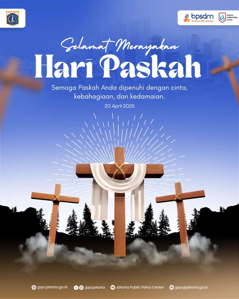 jppcjakarta's tweet photo. Segenap Keluarga Besar Jakarta Public Policy Center BPSDM Provinsi DKI Jakarta mengucapkan:

Selamat memperingati Hari Paskah✨

Semoga Paskah membawa harapan baru, kedamaian yang mendalam &amp; menguatkan iman kita dalam menghadapi setiap langkah kehidupan.

#JPPC
#BPSDMDKIJakarta https://t.co/mzjSxuZLn2