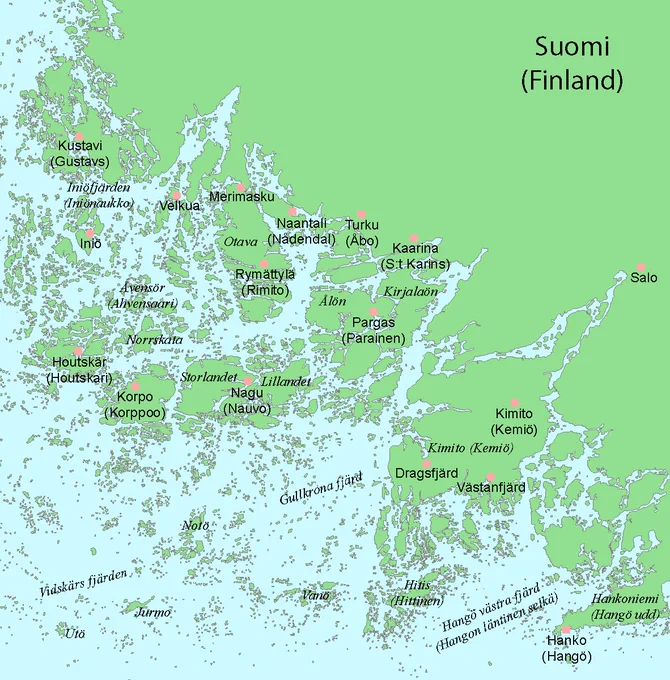 フィンランド南西部には多島海(サーリストメリ)には大小(岩なども含めると)5万以上の島が存在する世界でも屈指の群島地帯 集合体恐怖症の方は閲覧注意だが、2枚目の画像を見ると、びっしりと細かな島が広がっていることがわかる。