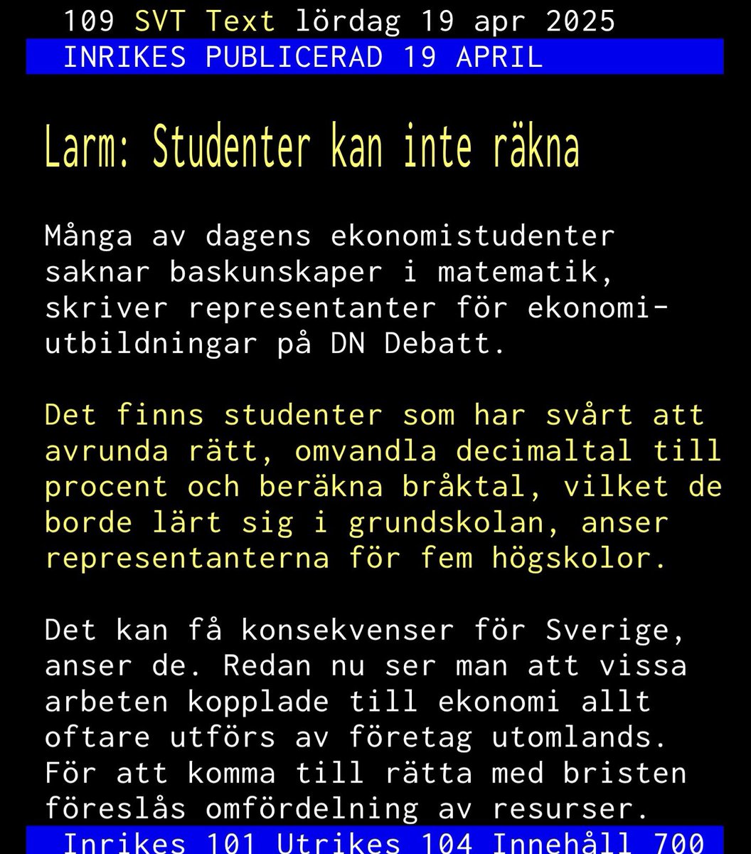 miafalksweden's tweet photo. Det är resultatet av kravlöshet, dalt och att man hela tiden sänker ribban. Sverige ligger illa till och hamnar på efterkälken. https://t.co/bIofwZREgn