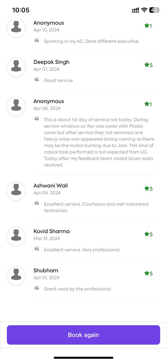 TechAvee's tweet photo. @urbancompany_UC 

Hi UC,

A word in UEx ( if its not done intentionally), the reviews in app are color coded at the aggregate summary, the user is expecting same colors while going through the reviews .This is not being followed as evident   

All green- “sab changa si”, is it? https://t.co/fyiuHloCzz