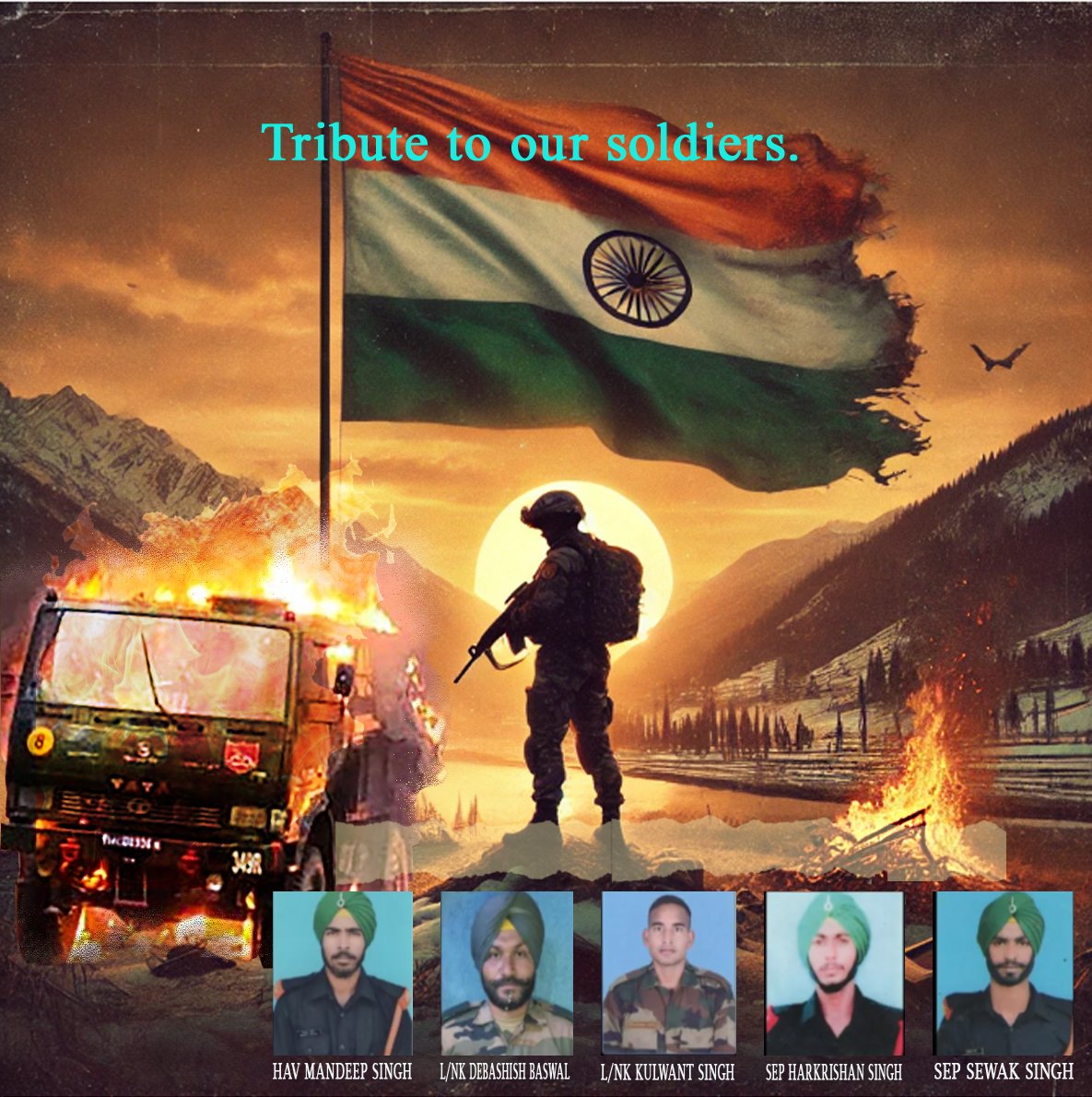 nawazuddin2841's tweet photo. Salute to our brave hearts martyred in #Poonch. Your sacrifice will never be forgotten.
#PoonchAttack #IndianArmy #SaluteToMartyrs #IndiaRemembers #NeverForget https://t.co/3dobxB2HIu