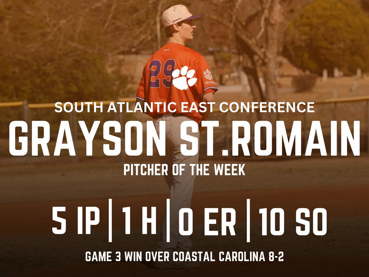 Congrats to Grayson St.Romain on winning pitcher of the week honors. Grayson threw a great game 3. Grayson gave up only 1 hit and threw 10 strikeouts to give the Tigers the win. Congrats Grayson 🔥🏅
—
<a href="/The_NCBA/">ken</a>
