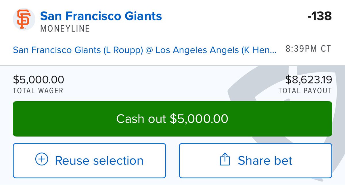 Yolobetting's tweet photo. Max bet tonight.  SF Giants ML.   Let’s cheer and win guys.  I will pick 3 people who like, retweet and comment for 50 dollar each.  You guys know I always send.  I like to win together.   Let’s go. https://t.co/WmY1h7coPD
