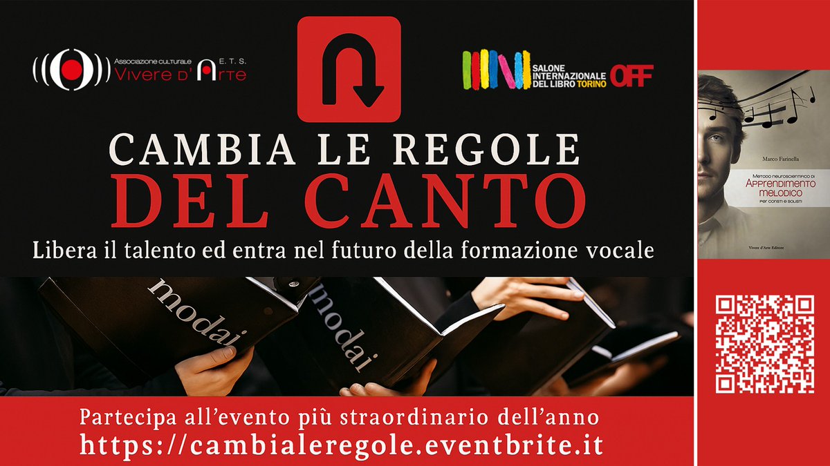fabiocian's tweet photo. Il libro sarà presentato Domenica 11 maggio 2025 a #Torino durante il #Workshop "Cambia le regole del #canto!" inserito nel programma #SaloneOff del @SalonedelLibro.
Per gli interessati (in DM), ho dei buoni a disposizione per l'ingresso (scontatissimo):
https://t.co/pi2q1bDX2D https://t.co/w4N6Lme4hS