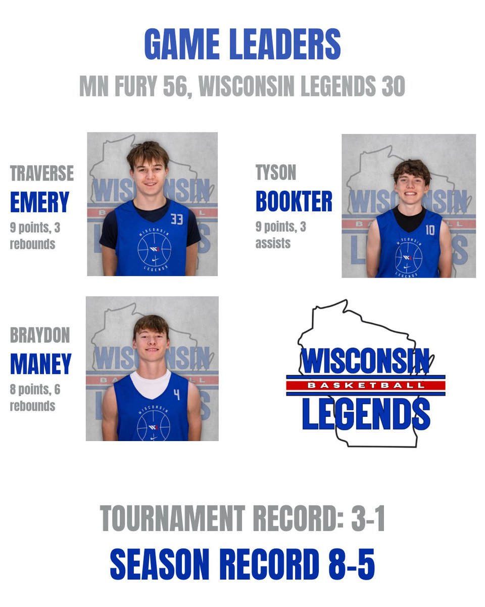 Wisconsin Legends 15u National (2028) (@wilegends2028) on Twitter photo Tough loss to a really good <a href="/mnfuryboys/">Minnesota Fury</a> team in the <a href="/PrepHoops_WI/">Prep Hoops Wisconsin</a> Madness in the Midwest championship.
We have a week off to get some rest and then head to Minneapolis the following weekend. Tough loss to a really good <a href="/mnfuryboys/">Minnesota Fury</a> team in the <a href="/PrepHoops_WI/">Prep Hoops Wisconsin</a> Madness in the Midwest championship.
We have a week off to get some rest and then head to Minneapolis the following weekend.