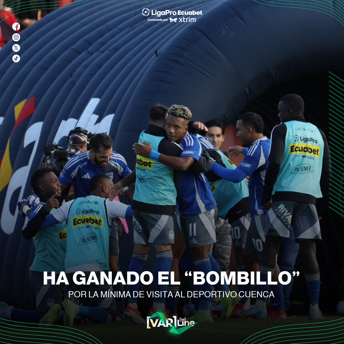 VARLINE_EC's tweet photo. LOS "ELÉCTRICOS" SE LLEVARON LA VICTORIA DE VISITA🔵⚡

Luego de aproximadamente 8 meses #Emelec ganó de visitante, la última victoria de los "Azules" fuera del George Capwell fue el 24/8/2024, en el 0-1 ante Delfín.

#LigaProEcuabetConectadaPorXtrim #CSE #PorEmelec #LigaPro https://t.co/XsY4i58O83