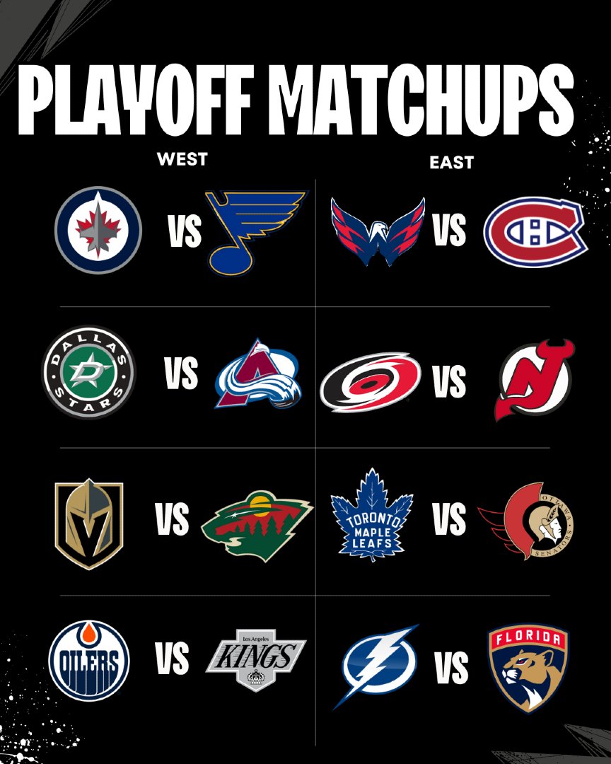 RoyallyQuacked's tweet image. 🏆 The Road to the Cup Begins! 🏆
Here are your Round 1 matchups for the 2025 Stanley Cup Playoffs! 🔥
Which series are you most hyped for? 👀
#StanleyCup #NHLPlayoffs #HockeyTime #RoyallyQuacked #GoKingsGo #esen #NHL #PlayoffHockey