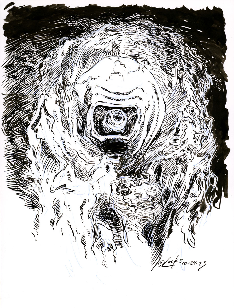 Vince Locke (@vincelocke) on Twitter photo Watching <a href="/Svengoolie/">Svengoolie</a> and working on secret projects....
.
.
#Svengoolie #itcamefromouterspace #inkdrawing #originalart #scifiart Watching <a href="/Svengoolie/">Svengoolie</a> and working on secret projects....
.
.
#Svengoolie #itcamefromouterspace #inkdrawing #originalart #scifiart