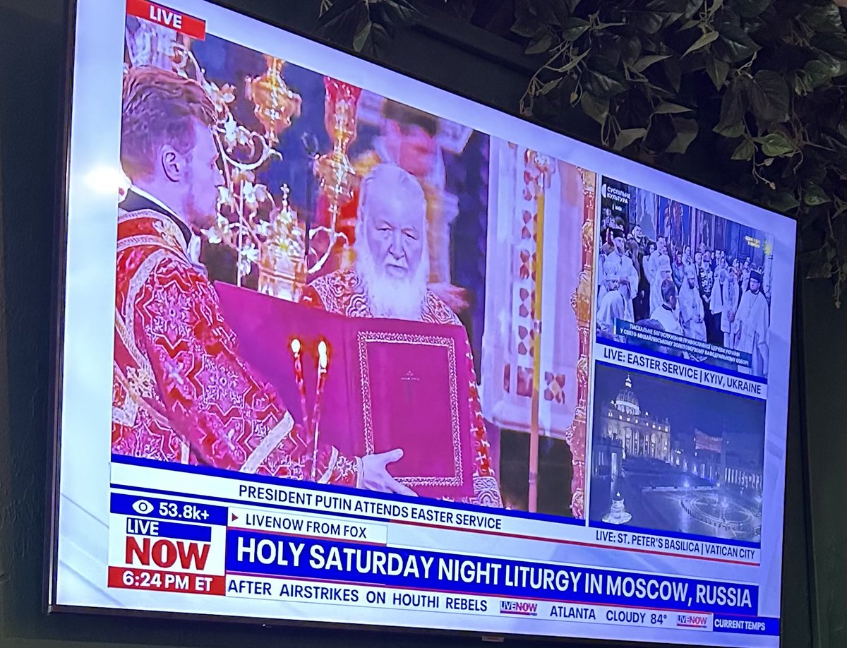 Fox News aired Putin’s fake trad Easter celebrations with Kirill the KGB priest. 

Sad. Christ condemns this.