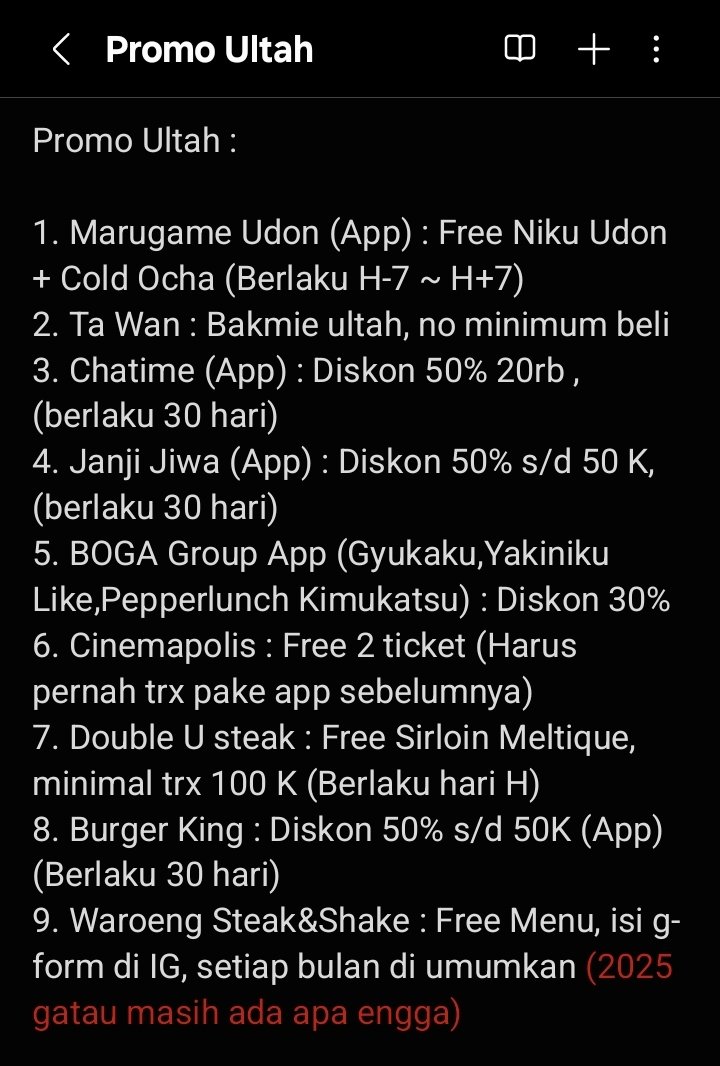 ichsanynr's tweet image. Just sharing, yang mau klaim birthday treats boleh dicoba cek list dibawah ini. Sumber : diri sendiri, review sosmed, IG tenant food