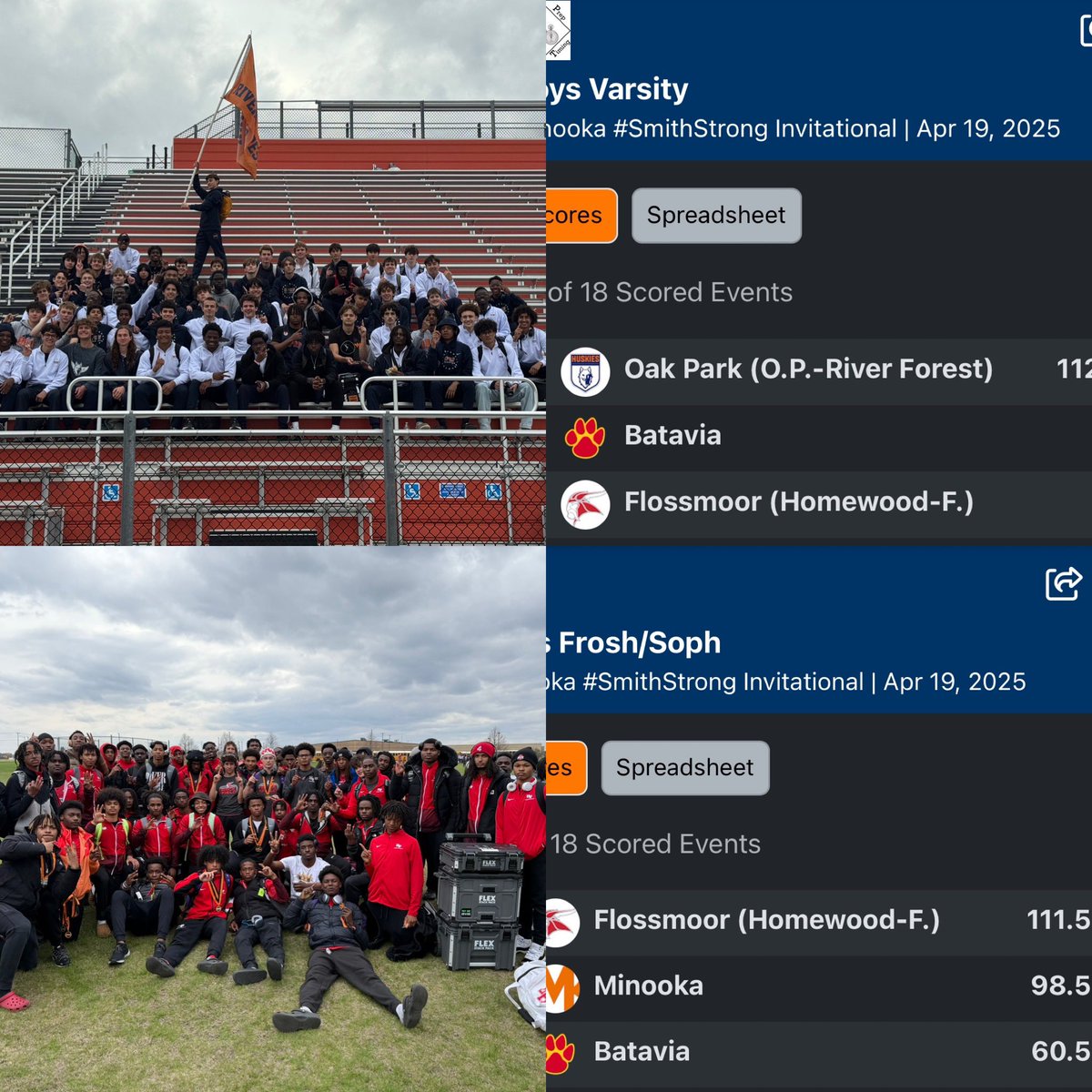 A lot of teams and looked GREAT today but OPRF Varsity and HF Fr/So stood at the top. Congrats to these great programs on earning the Championship at their levels in The 2025 Minooka SmithStrong Invitational.