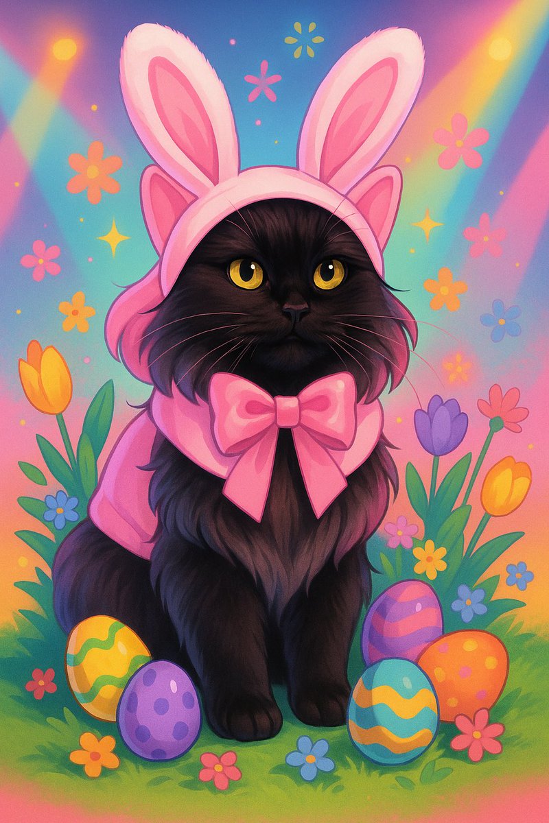 65ziggystardust's tweet photo. Grammy says I’m too floofy to be the Easter Bunny… but I’ve delivered 7 eggs, 4 snuggles & 1 dramatic flop today.
Hoppy Easter from your velvet bun-cat!
#CatsOfX #EasterBunny #FloofLife #Caturday #BunnyCat #BlackCatsOfX #TooCuteToHandle https://t.co/d4IIMLcFbN