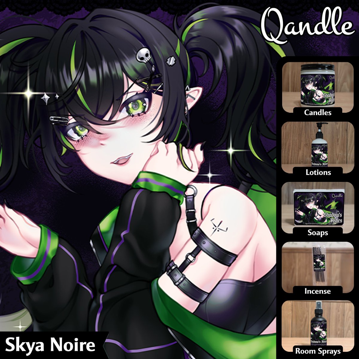 Qandle (@wemakeqandle) on Twitter photo Announcing our newest partner scent, Shadow's Ashes! These products have the fragrance of Bonfire & Vanilla - available on the store now!
Partner: <a href="/SkyaNoire/">Skya Noire 💀🖤 Vtuber</a> (18+ content, no minors)
Artist: <a href="/MahouCryptid/">aririn ʚ♡ɞ</a> Announcing our newest partner scent, Shadow's Ashes! These products have the fragrance of Bonfire & Vanilla - available on the store now!
Partner: <a href="/SkyaNoire/">Skya Noire 💀🖤 Vtuber</a> (18+ content, no minors)
Artist: <a href="/MahouCryptid/">aririn ʚ♡ɞ</a>