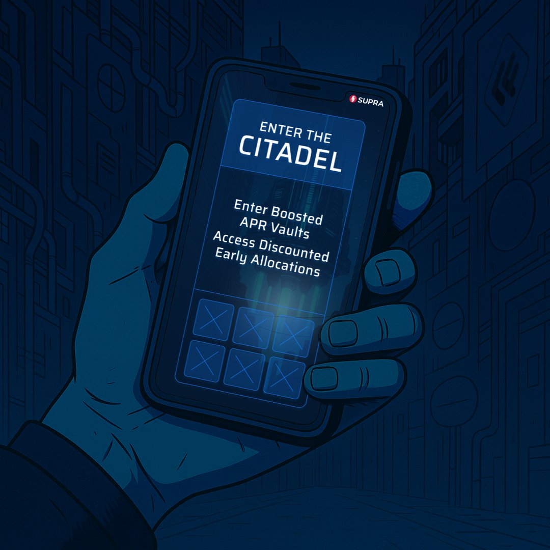 Moveinsider's tweet photo. BREAKING NEWS 🚨 
@SUPRA_Labs is introducing Citadel 
Citadel Vaults let you lock your $SUPRA for 4 months to earn fixed APR and get whitelisted for discounted allocations from upcoming project launches from Supra ecosystem on CommonFund. Think of it as your VIP pass unlocking fixed yield and exclusive allocations from the ecosystem

@JoshuaTobkin is on another level 
Learn more __ https://t.co/yr0Oex1qKh