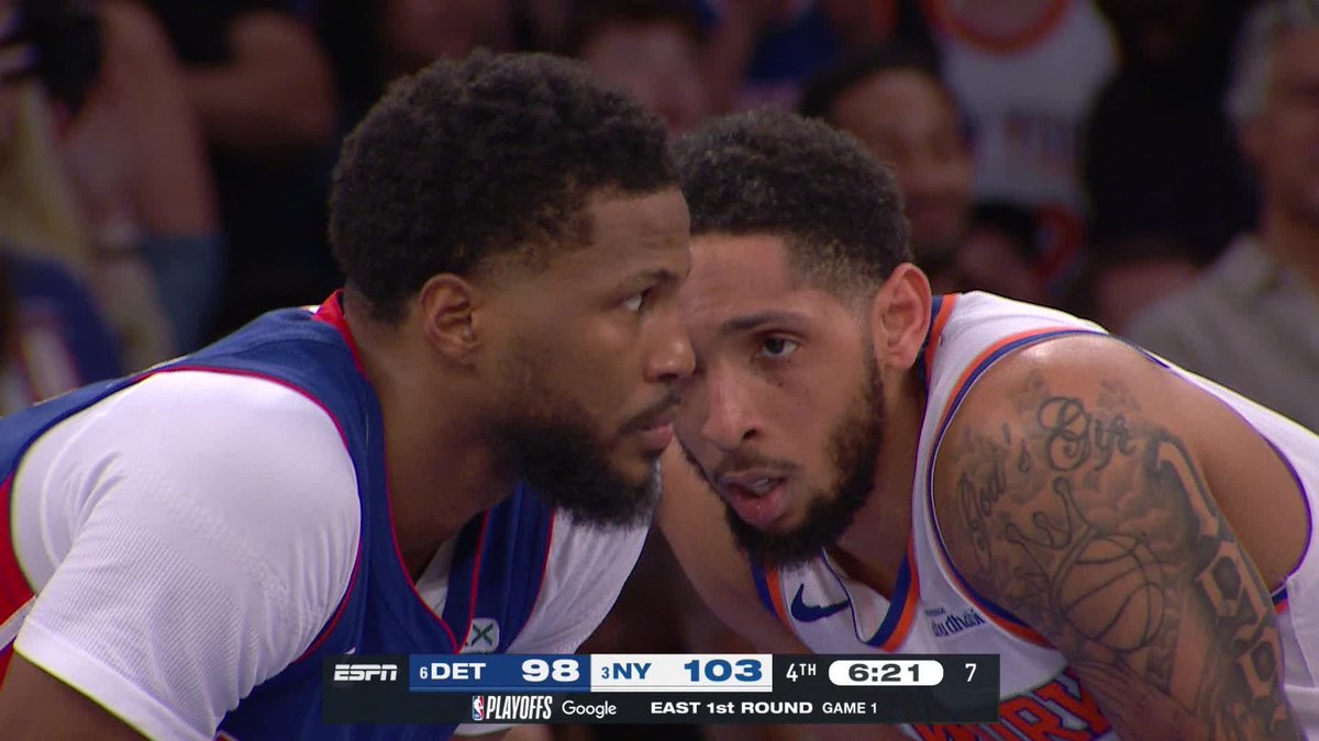 UnderdogNBA's tweet photo. Knicks' 21-0 fourth-quarter run that changed the game:

Payne and-1
Brunson 2PT
Payne 3PT
Brunson 2PT
Payne 3PT
Brunson 2PT
Brunson 2PT
Hart 2PT
Hart 2PT

8-point deficit turned into a 13-point lead in less than 5 minutes.

New York takes Game 1. https://t.co/wZTJcFKMNY