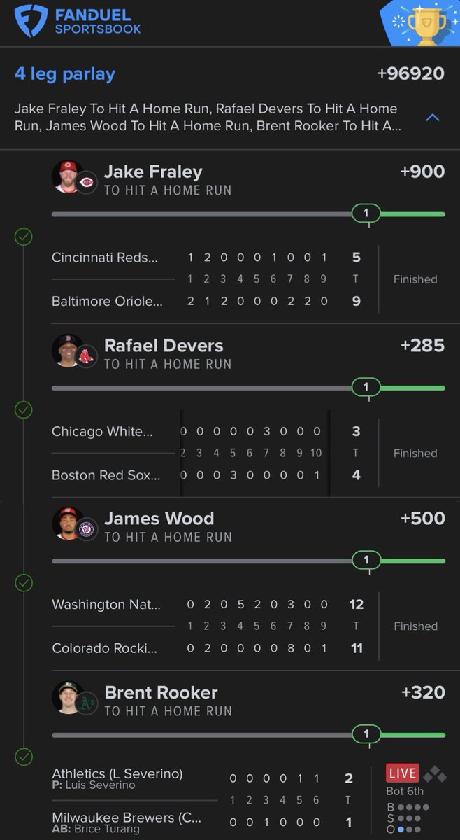 ratedrbets's tweet photo. MY BIGGEST MLB TICKET YET 🤯⚾️🔥

+96920 ✅✅✅✅✅✅

i gotta be more active on here and feed the people 💪🏽 I ain’t a capper I just win a lot https://t.co/64T5eBbZBh