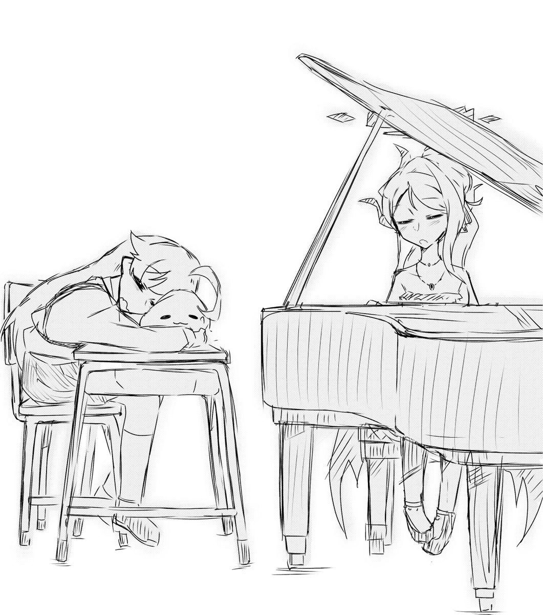 小夜曲
#ブルアカ #ブルーアーカイブ 
#小鳥遊ホシノ #空崎ヒナ 