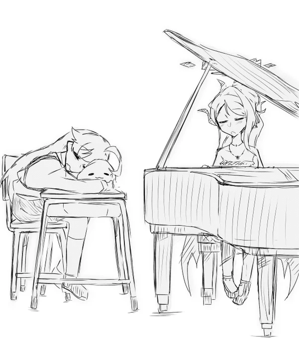 小夜曲
#ブルアカ #ブルーアーカイブ 
#小鳥遊ホシノ #空崎ヒナ 