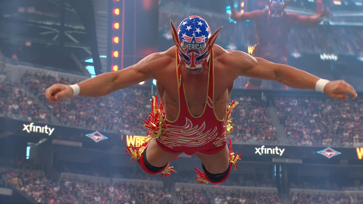 El Grande Americano haciendo historia en WrestleMania tras 50 años de carrera y una lesión en el escroto de la que casi no sale. Qué emoción. #WrestleMania