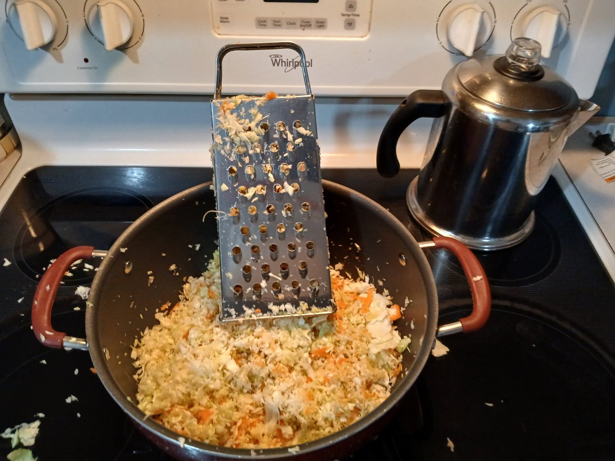 Coleslaw 
I prefer grating the cabbage and carrots. There are lots more clean up verses using a madolin. A more personal touch and quality. 

Preparation and cleaning as I go night in the foothills