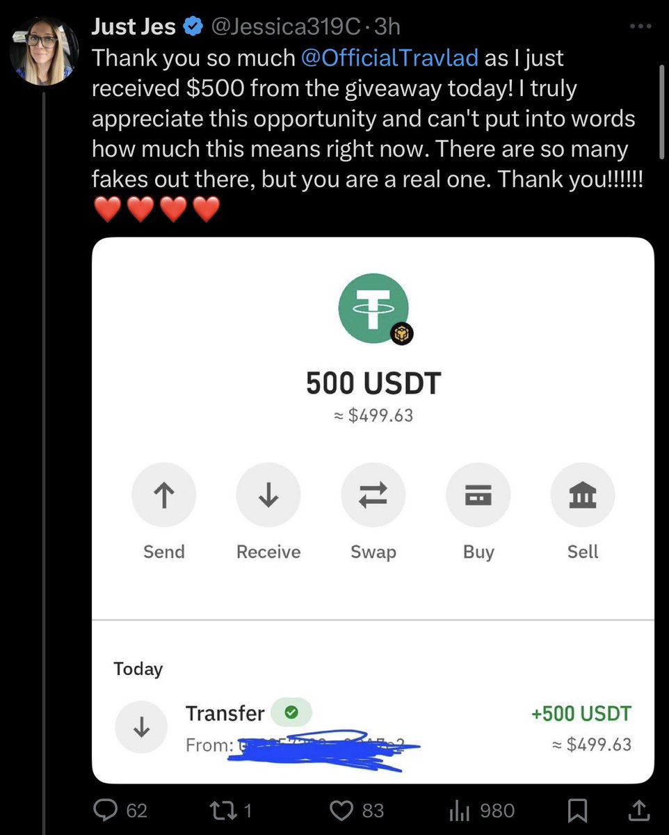 OfficialTravlad's tweet image. $400,000 given away!

I will send a random follower who comments below $1,000 to celebrate this milestone. 

Not your average “fake” guy, scroll my page, see images below. We keep it 💯.

Winner can choose $BTC $LINK $SOL $ETH $BNB or $KAS

Ends in 48hrs.