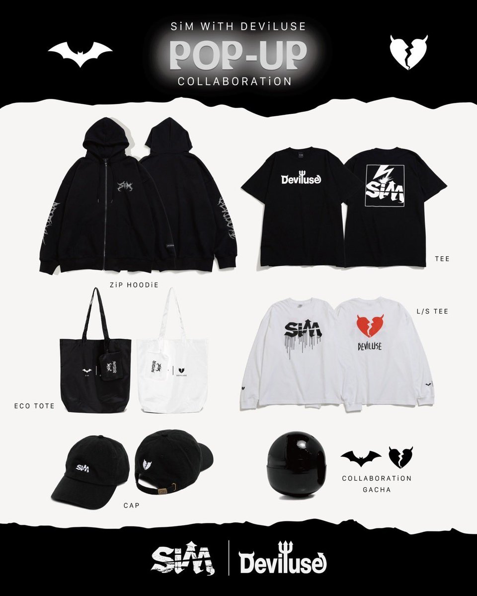 SiM_Official's tweet photo. 【SiMxDeviluse POP-UP】
SiMxDeviluse COLLABORATiON 
POP-UP STORE

本日最終日！

•KYOTO•
4/19(土) 13:00-19:00
4/20(日) 10:00-17:00

📍京都市下京区釘隠町248-1

#SiMxDeviluse https://t.co/6cRKEhQoFJ
