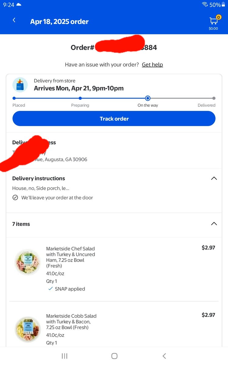 UGAFanTim's tweet photo. WTF @Walmart @walmarthelp ?
I placed my order on 4/18/25 for delivery on 4/19/25 between 1p-3p. Now it is scheduled to arrive on 4/21/25 @ 10p. Zero communication from #Walmart
Absurd &amp; Unacceptable. 

#GApol #SCpol #AugustaGA #NorthAugustaSC #Walmartplus https://t.co/3SAF4mc2bF