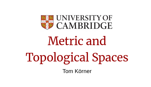 Riazi_Cafe_en's tweet photo. Cambridge's "Metric and Topological Spaces" by Tom Körner

PDF: https://t.co/9KIPdjAPeT https://t.co/SIPghbmRWb