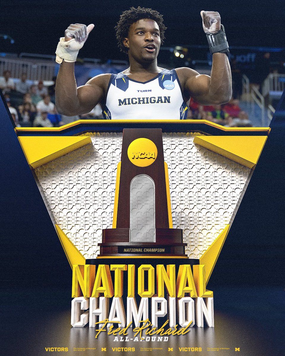 UMichGym's tweet photo. Fred Richard takes the NCAA All-Around Title! https://t.co/hBqQs5kTZY