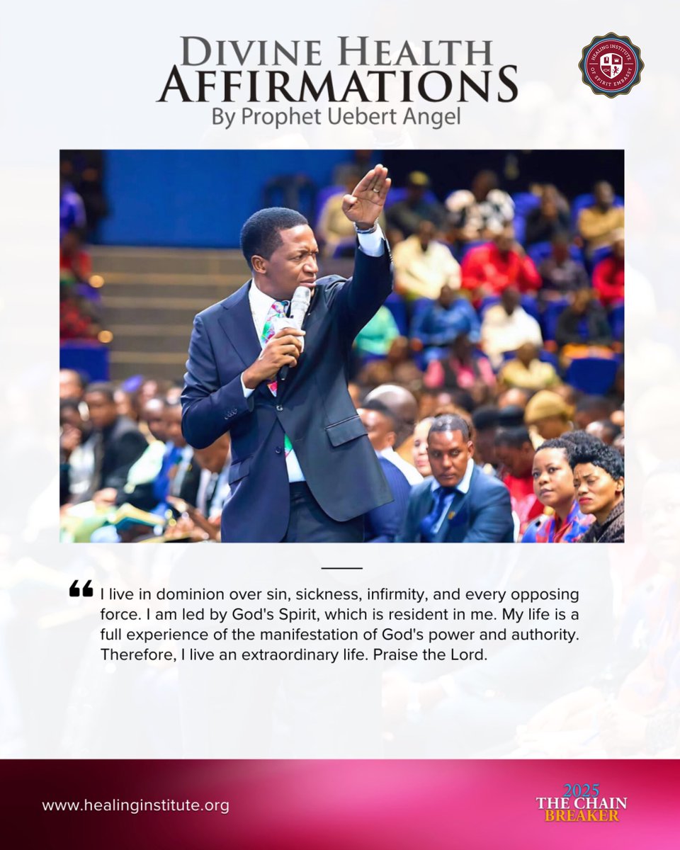 I live in dominion over sin, sickness, infirmity, and every opposing force. I am led by God's Spirit, which is resident in me. My life is a full experience of the manifestation of God's power and authority. Therefore, I live an extraordinary life. Praise the Lord. 
#affirmation