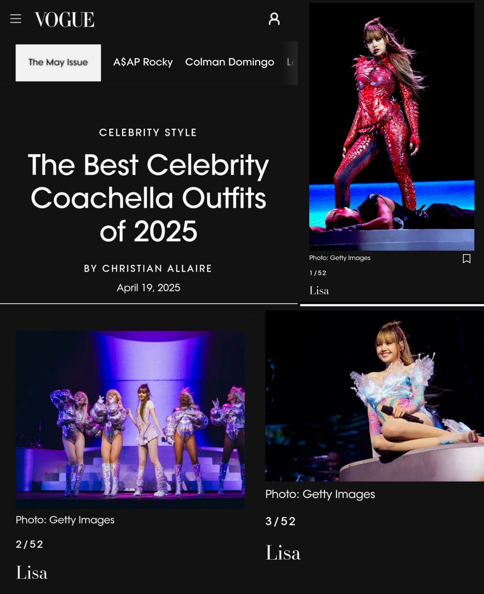 MakNae_IS's tweet photo. อร้ายย Vogue จัดอันดับชุดโคเชลล่า 3 อันดับแรกลิซ่า ฟาดเรียบเริสมากกกก👏👑✨✨

https://t.co/rshL9M60vZ

ROCKSTAR LISA COACHELLA 
#LISACHELLA #Coachella2025 https://t.co/aNlNksLI8J