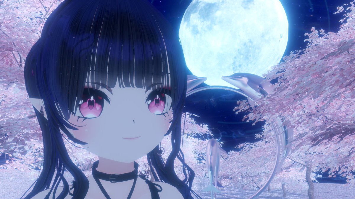 NIJIPOI1111's tweet photo. 桜のキレイな所に行った~
イルカのオブジェクトがめっちゃ可愛い( *´艸`)
やっぱり月と桜のセットは神秘的だよね(≧▽≦)
ワールド→Dreamin'Caster
#VRC #VRChat #Usei https://t.co/xAKnRAV175