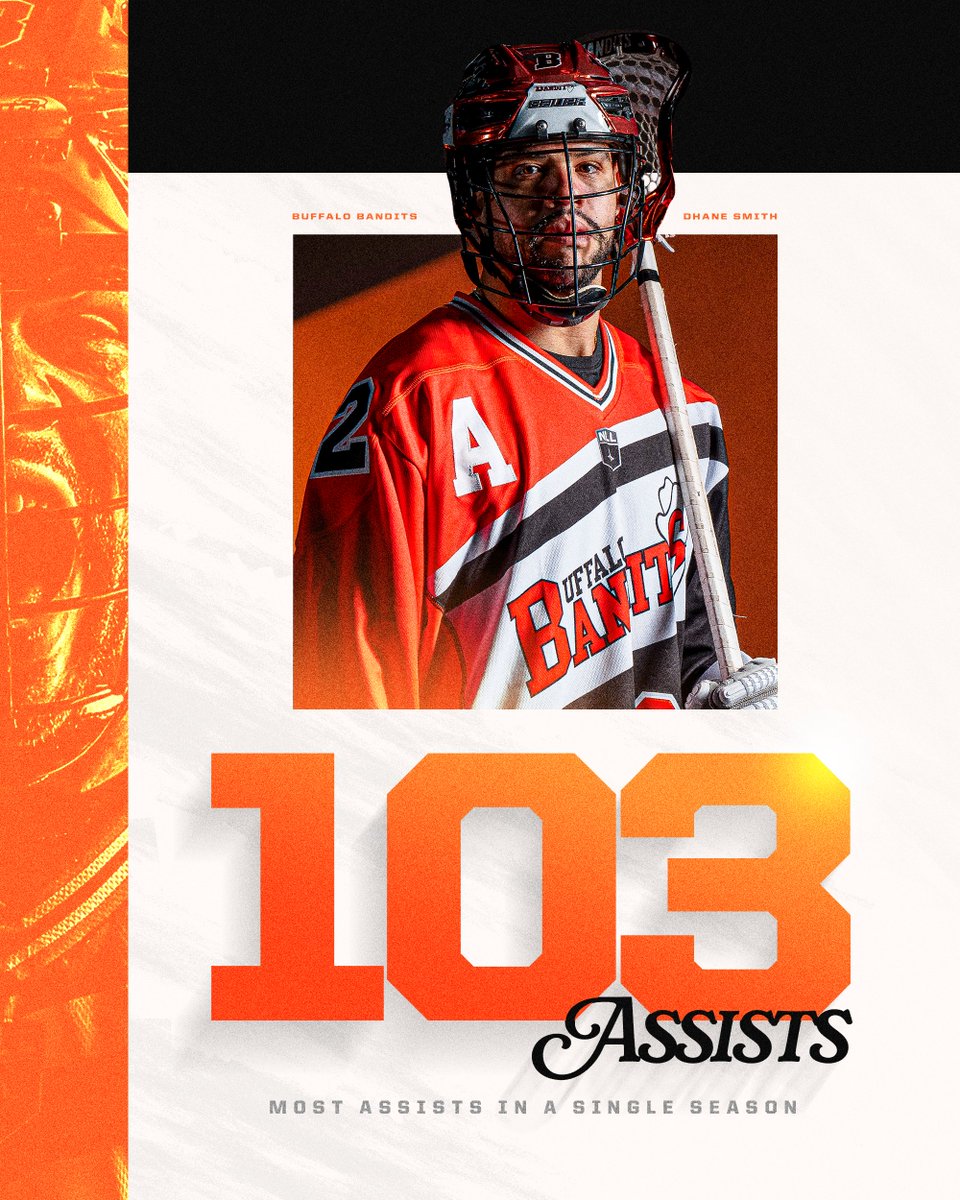 For the FOURTH straight year, Dhane Smith has set the single-season NLL assist record! 👏

#LetsGoBandits | <a href="/NLL/">NLL</a>