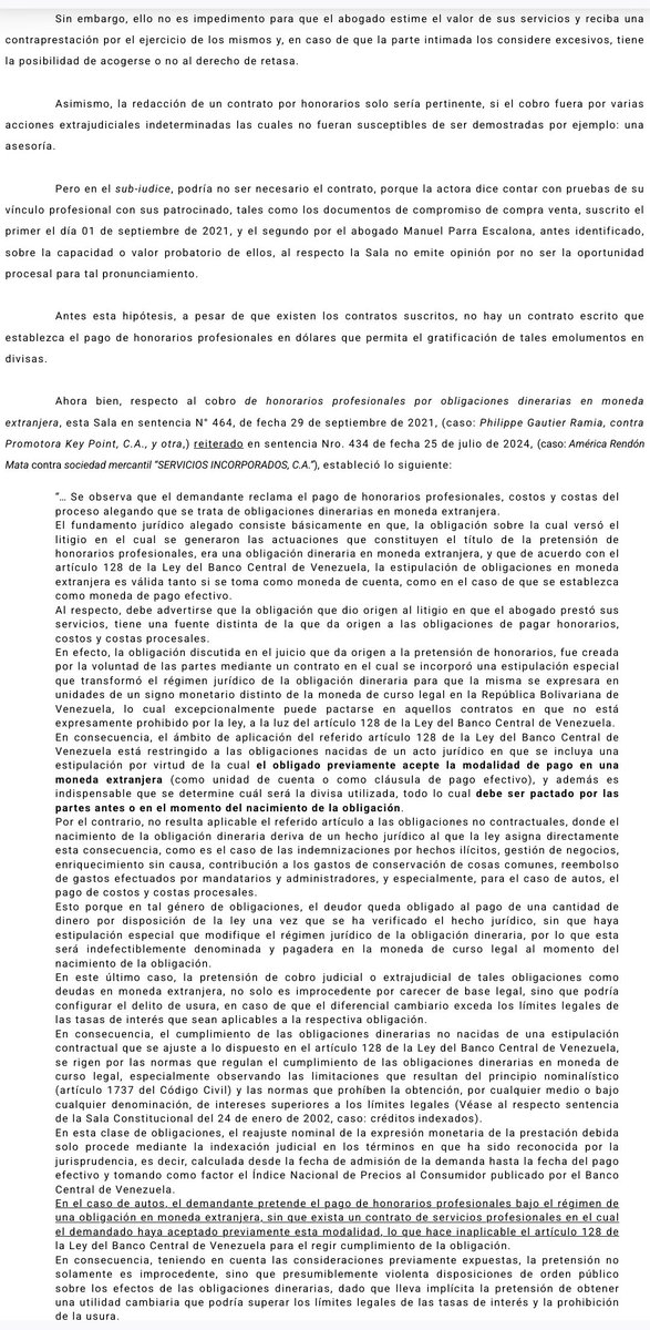 WilsonGomezGB's tweet photo. Sentencia N° 000010 del 20/03/2025 Sala de Casación Civil @TSJ_Venezuela Honorarios Profesionales extrajudiciales por redacción de documentos. Establece parámetros para el cobro de honorarios en dólares o moneda de curso legal. Art. 128 de la Ley BCV 🧐 https://t.co/stK9teUZ7H https://t.co/7mW4FkAVyn