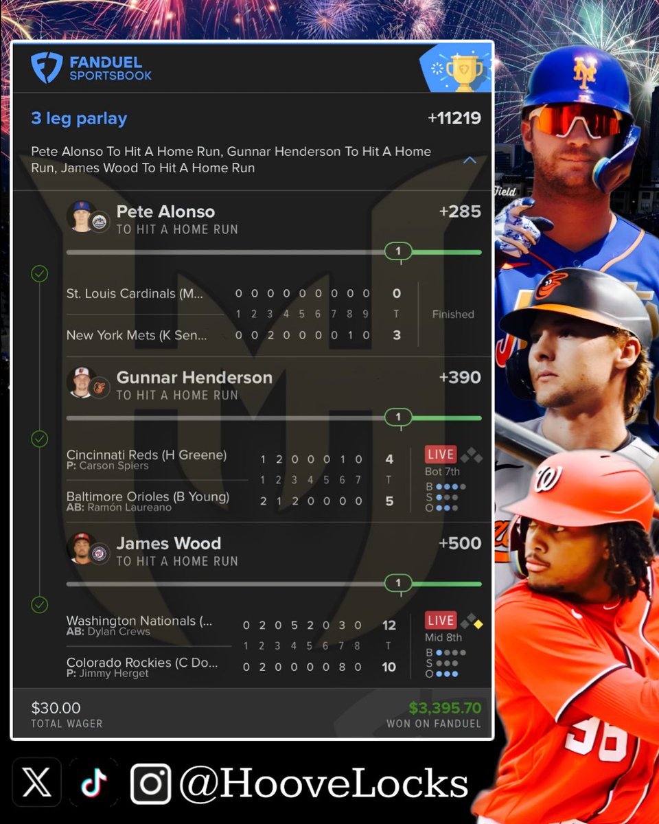 TheHoovement's tweet photo. Hoove Went NUCLEAR Today 🚀💣

Not one or two homerun lottos but 3 cashing tonight for the Hoovement VIP Members.

$230 --> $8,182.20 ✅️✅️

50% off code "HOMER" is active now for a limited time only, get your monthly package today.

https://t.co/JMuoyxZ275

#GamblingX https://t.co/tdDQpk7RY3