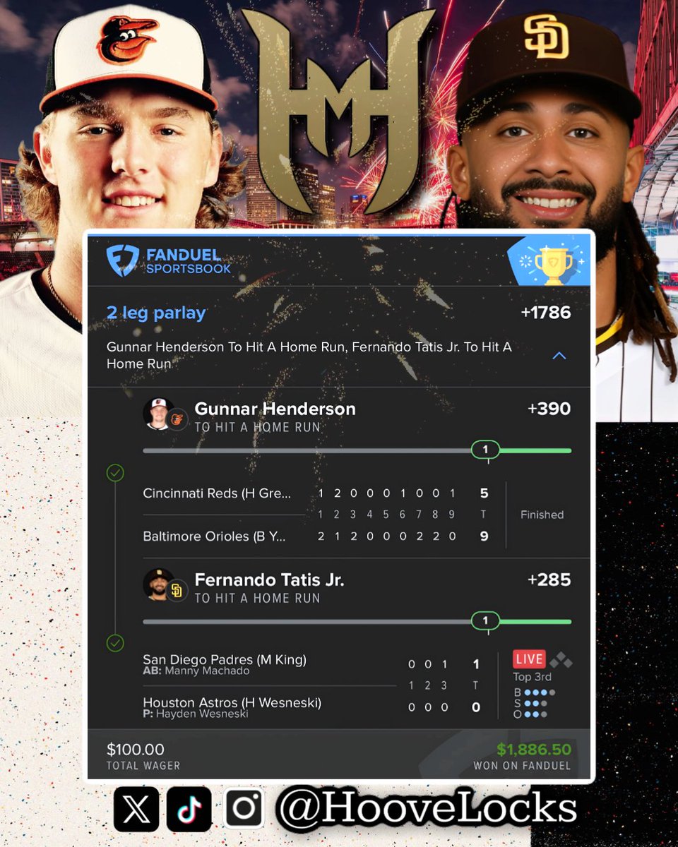 TheHoovement's tweet photo. Hoove Went NUCLEAR Today 🚀💣

Not one or two homerun lottos but 3 cashing tonight for the Hoovement VIP Members.

$230 --> $8,182.20 ✅️✅️

50% off code "HOMER" is active now for a limited time only, get your monthly package today.

https://t.co/JMuoyxZ275

#GamblingX https://t.co/tdDQpk7RY3