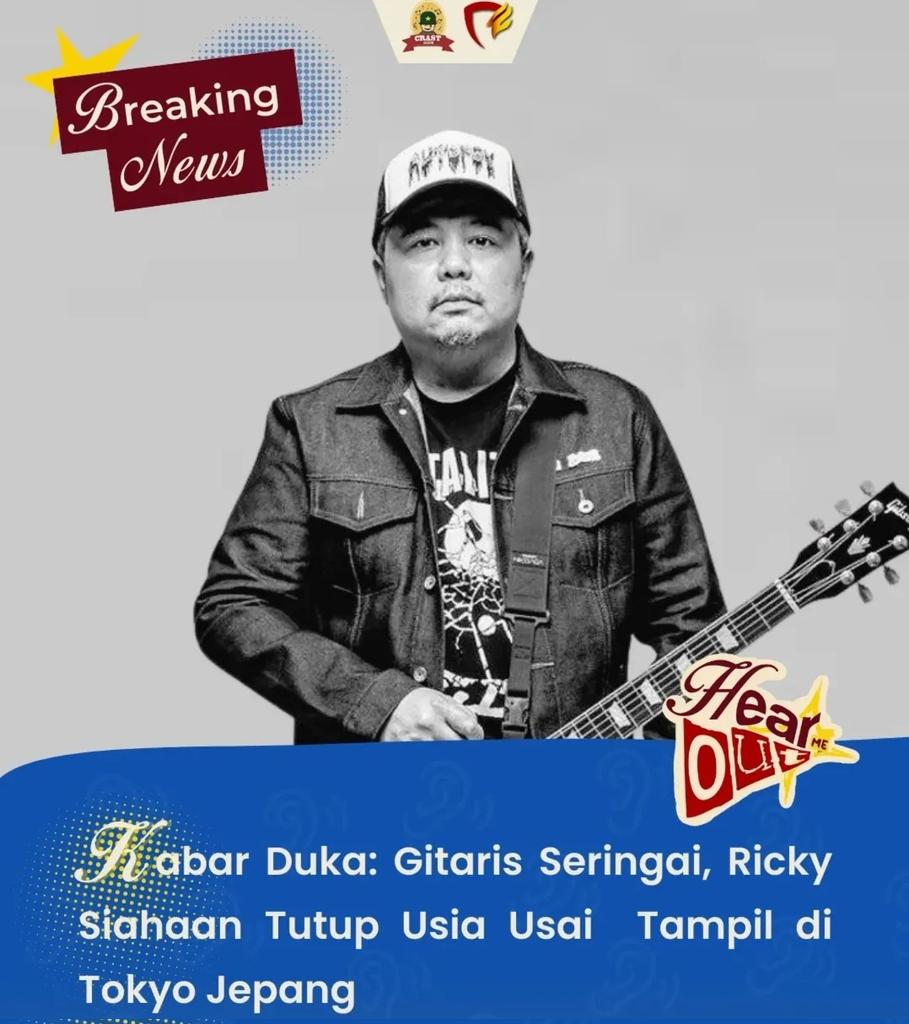 CrastFM's tweet photo. Selamat Jalan, Ricky Siahaan 🥀🥀
Kabar duka datang, Gitaris band Seringai meninggal dunia pada Sabtu, 19 April 2025 pasca sebuah pertunjukan di Tokyo, Jepang. 
Ricky Siahaan menutup Usia di Usia 48 Tahun dan menemani Seringai sejak 2002.

#Rickysiahaan #Seringai #Restinpeace https://t.co/qpAIWLbBTm