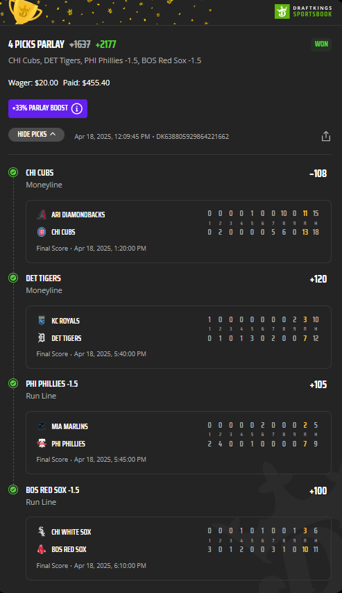 Mikes2185's tweet photo. Another massive day last night in @TheCafe23 !! Smacking these parlays daily lately!!! 

Free link below if you haven't joined yet! 

+413 ✅
+405 ✅
+446 ✅
+2177 💰✅

https://t.co/XSkzatIrxU https://t.co/9hIK46AdE2