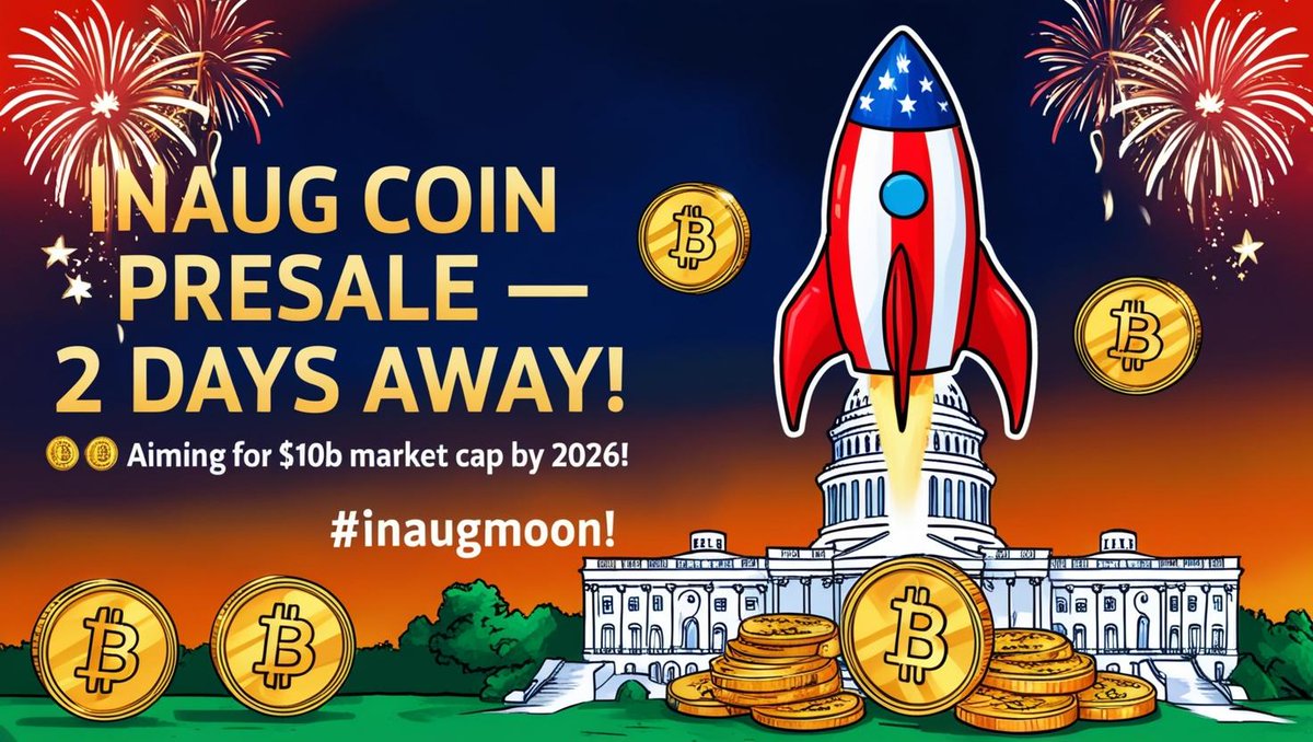 makecrypto4304's tweet photo. 🚀 #InaugCoin Fam! The Final Countdown—ONLY 2 DAYS UNTIL OUR PRESALE! 🚨 We’re beyond THRILLED to announce we’ve reached 422/6,000 wallet subscriptions—let’s TURN UP THE HEAT and join the UNSTOPPABLE #InaugMoon movement! 🌙 THIS IS YOUR LAST CHANCE—SUBSCRIBE NOW at https://t.co/TPGumLEUle and EMAIL YOUR WALLET ADDRESS to info@inaugcoin.com IMMEDIATELY to snag 1,000 INAUG TOKENS FREE (first 5,000 subscribers), then 500 tokens for each of the next 45,000 until we hit our 50,000 goal! 🎁🌟 Your wallet address is your key to these tokens—don’t miss out, get it in your email NOW! 🚀 Utility Explosion: From January 2026, stake your INAUG tokens for a 10% APY, snag exclusive President-themed NFTs, and earn through referrals and giveaways—exclusive retail offers coming for the Inaug family! 🌍 April 21st Presale Alert: Join at https://t.co/SKxgsxgM7h to secure tokens before our May 5th Raydium launch (700–900 SOL in locked liquidity)! SPREAD THE WORD—SHARE THIS PRESALE NEWS with friends and family via Emails, Twitter, Telegram, Reddit, WhatsApp, Facebook, Instagram, and more—let’s get EVERYONE in on this historic launch! 📣 Our vision? A $10 BILLION MARKET CAP BY APRIL 2026, rocketing through $10M post-presale, $100M by December 2025, and $1B by March 2026! 📈 Let’s rally the #InaugMoon crew to 50,000 followers on X—RETWEET THIS NOW and let’s make CRYPTO HISTORY TOGETHER! 🎉 #InaugCoin #CryptoCommunity #ToTheMoon #Solana #Web3 $SOL