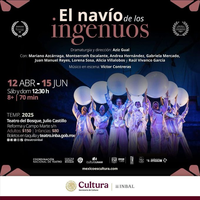 Tenemos pases dobles para que asistan a “El navío de los ingenuos” MAÑANA 12:30pm en el Teatro del Bosque Julio Castillo.

únicamente:

🌟 Nombre completo 
🌟 Like y RT

Y listo ya están participando. Ganadores contactados por DM 🎉