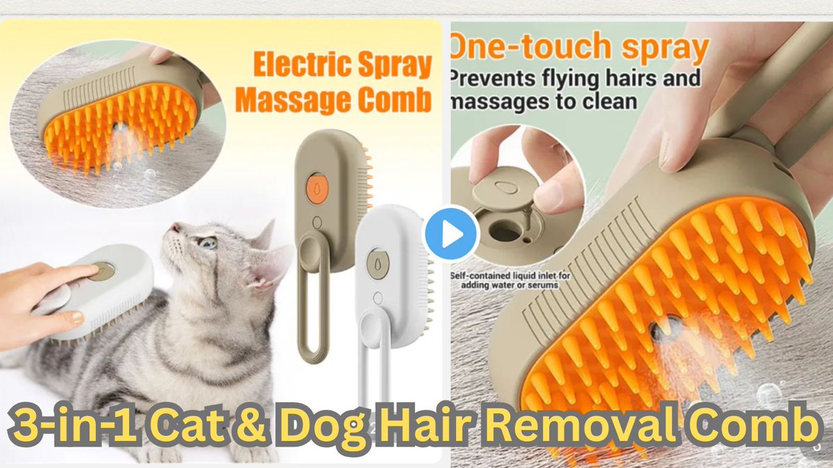 RVioleta75892's tweet photo. Make Grooming Hassle-Free for Your #Pets!
The **3-in-1 Electric Steam Pet Grooming #Brush** is here to transform your pet care routine. Comb, detangle, and massage – all with steam-powered ease! 
📥 Order now: (https://t.co/HyaVrVk1oR)  
#PetCare #GroomingMadeEasy #HappyPets https://t.co/rav8vOMyf5