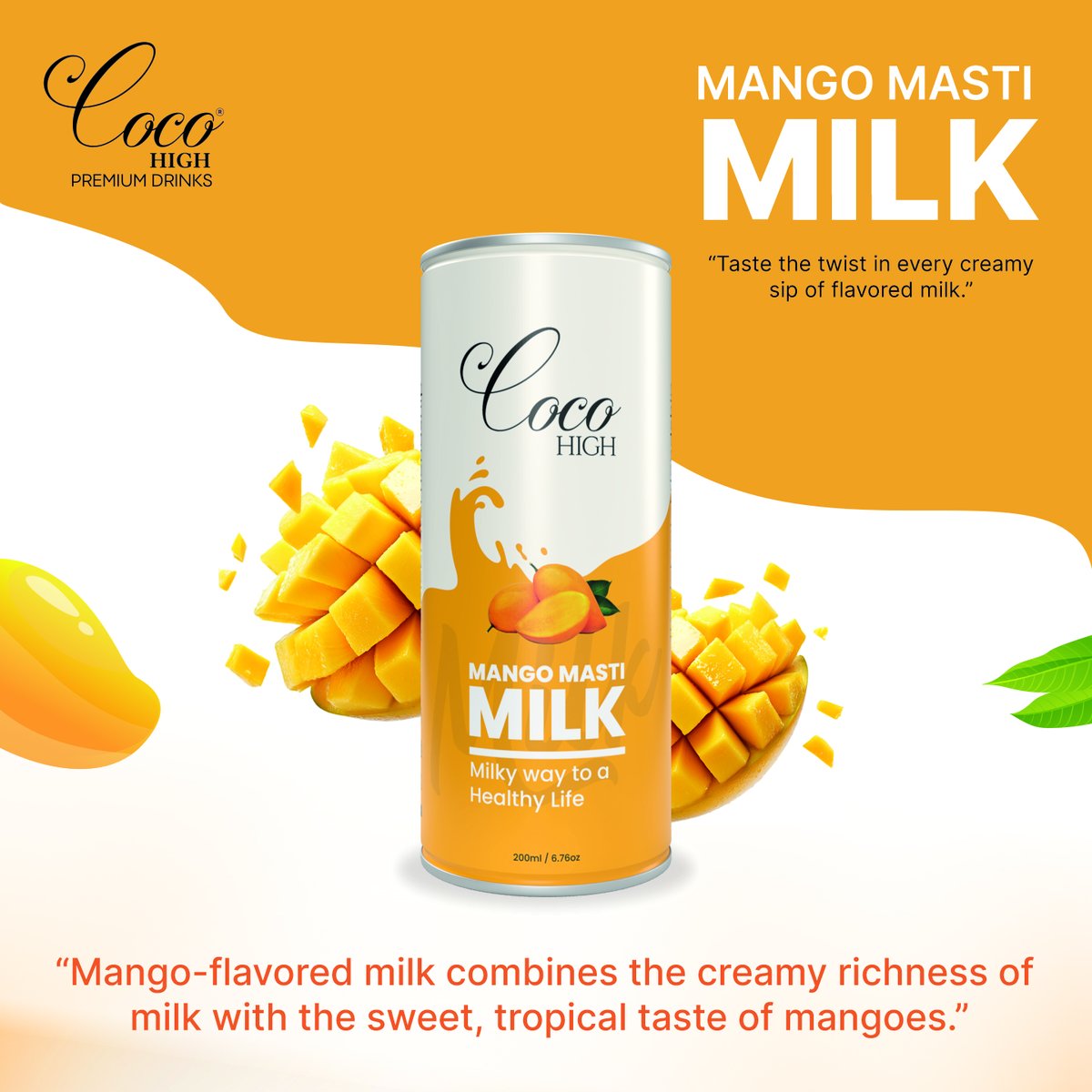 CocoHighOficial's tweet photo. "Aam aaye, hum laaye – Mango Masti Milk! Ab toh summer bhi bolega: ‘yeh toh mazedaar hai’ 😋🧃"#mangolovers# cocohigh #mango #mangokupe #mangocake
#MangoMastiMilk#FlavoredMilk#SummerSip#MilkyWayToHealth#DesiSwag https://t.co/i0mbQhLTEV