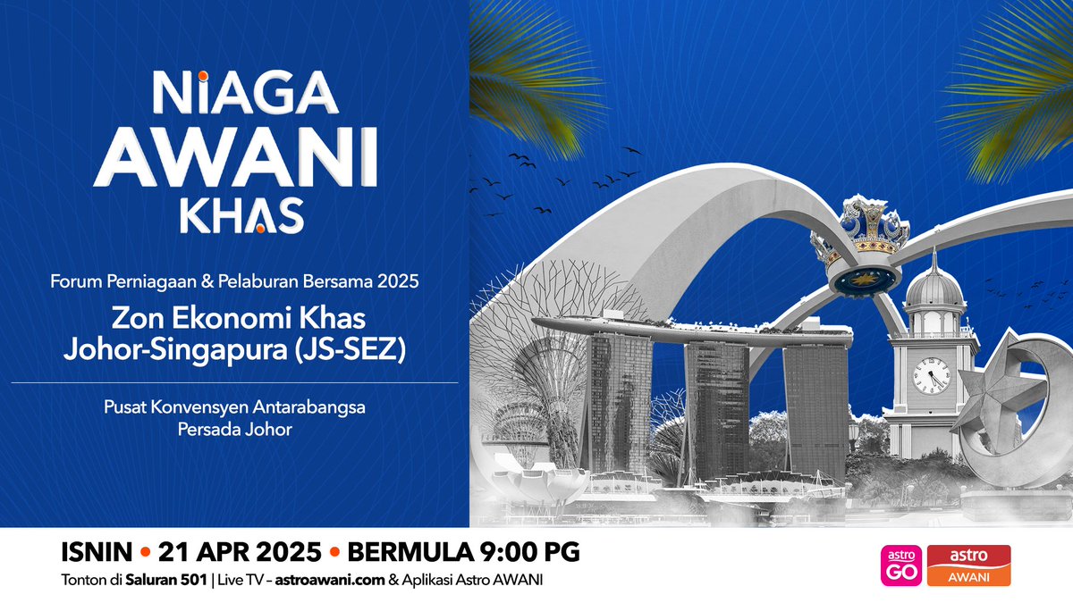 Forum Perniagaan &amp; Pelaburan Bersama 2025, Zon Ekonomi Khas Johor-Singapura (JS-SEZ)

Saksikan liputan komprehensif sempena Forum Perniagaan &amp; Pelaburan Bersama 2025, Zon Ekonomi Khas Johor-Singapura (JS-SEZ) langsung dari Pusat Konvensyen Antarabangsa Persada Johor.

#NiagaAWANI